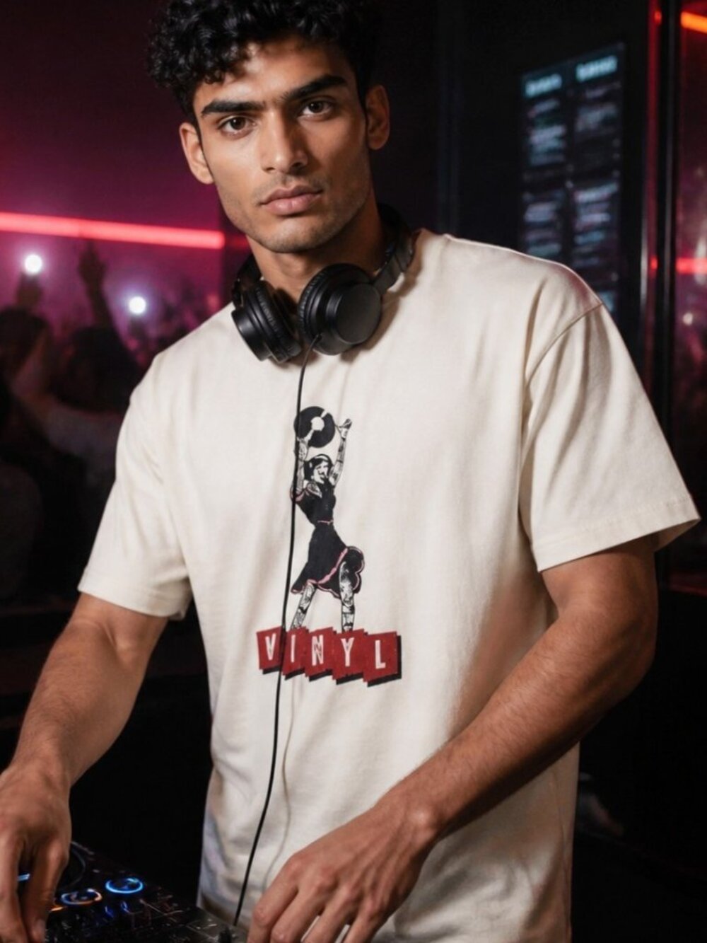 John Varvatos "VINYL" Tattooed Pin-Up Graphic Tee